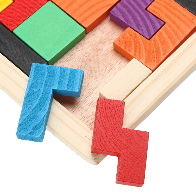 

New Wooden Tetris Toy Tangram Brain Teaser Puzzle Toys Tetris Game Preschool Magination Intellectual Educational Jigsaw Toy Gift