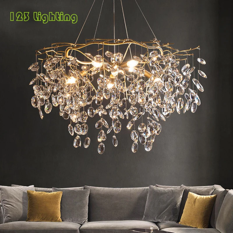 Медный кристаллический подвесной светильник для гостиной s E14 светодиодный