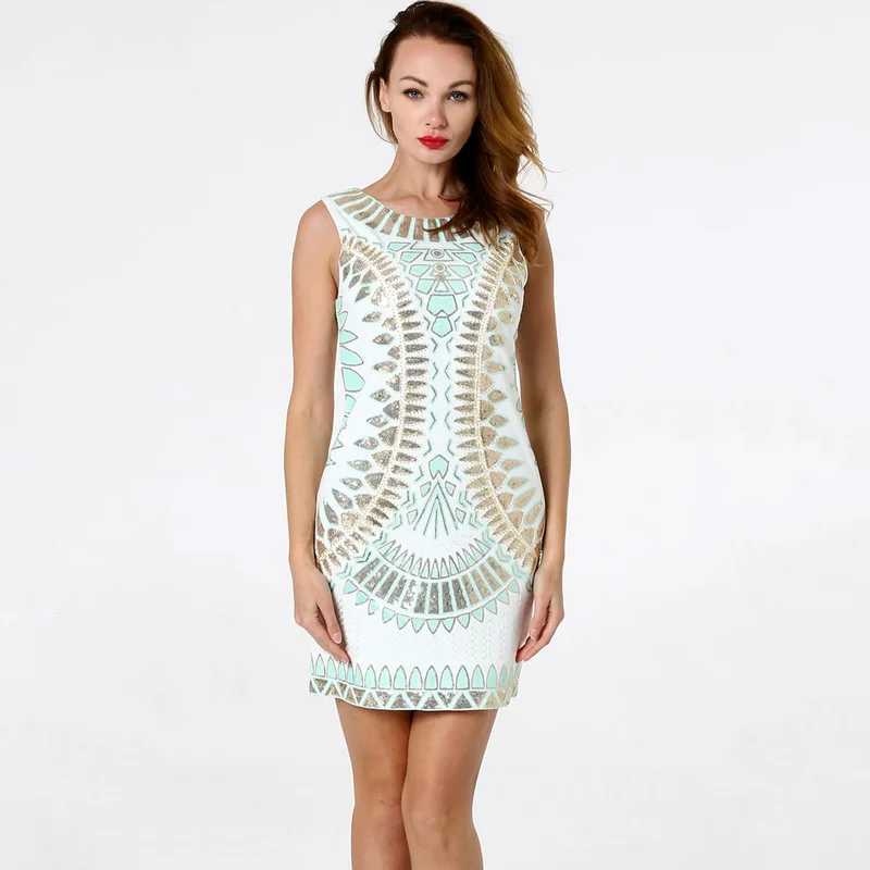 Женское мини платье без рукавов белое темно синее с высоким воротником и