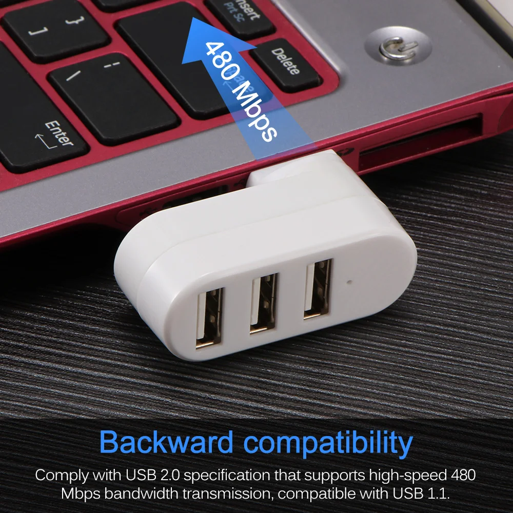 Вращающийся высокоскоростной usb-хаб с 3 портами 2,0 USB разветвитель адаптер для ноутбуков/планшетных ПК периферийных устройств