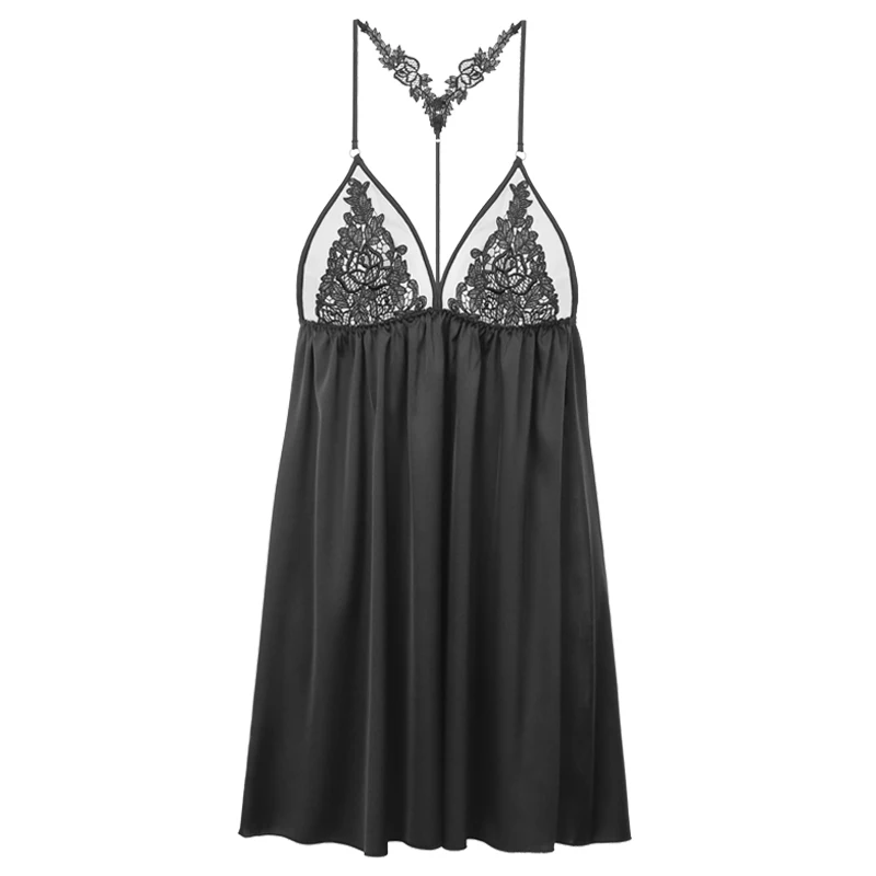 Ночная сорочка Lilymoda женская шелковая пикантная ночная рубашка с V образным