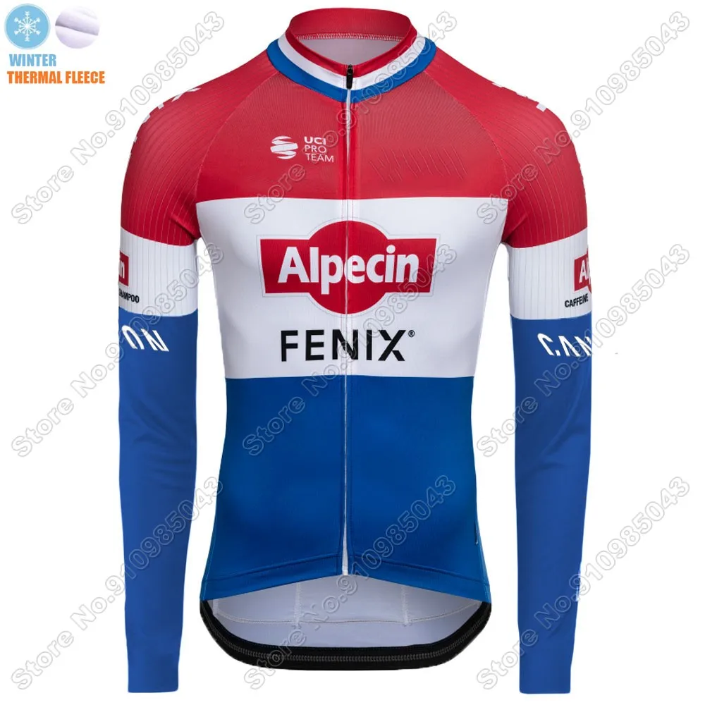 

Alpecin Fenix Netherland 2021 Cycling Jersey Set Winter Thermal Fleece Long Sleeve Bicycle Pants Bib Maillot Culotte