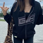 Куртка женская оверсайз с капюшоном, уличная одежда на молнии в стиле хип-хоп, пиджак с принтом, пальто в стиле Харадзюку, в стиле панк, осень