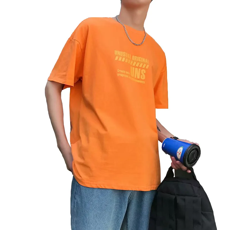 

2021 summer new men's short-sleeved T-shirt country tide hip-hop students loose five-sleeve Korean version of the half-sleeve