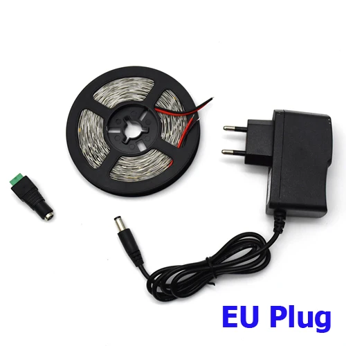 EU plug Светодиодная лента 2835SMD DC12V гибкий светодиодный светящаяся лента 5 м 300 светодиодный водонепроницаемый Скотч для ТВ фоновое зеркало двери стены лестницы - Испускаемый цвет: EU plug