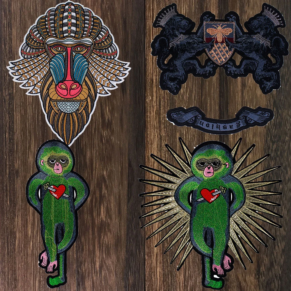 1 шт. корона лев значок с Пчелой Горилла обезьяна шить/гладить на заплатах для