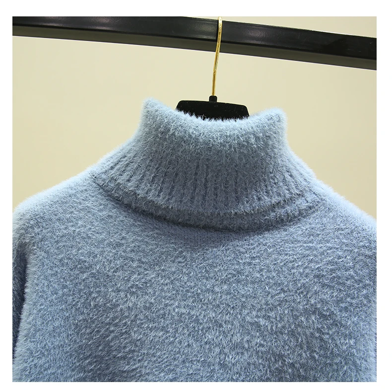 Женский свитер с высоким воротом Осень-зима 2021 плотный искусственный пуловер из