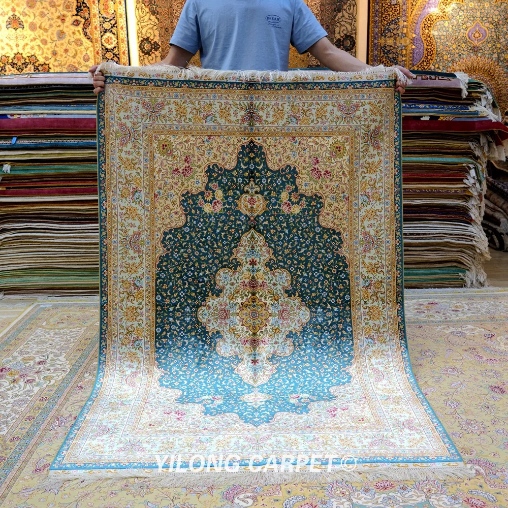 Yilong 4 'x 6' Kerman ручная работа выгодная цена ковер тонкие qum шелковые коврики