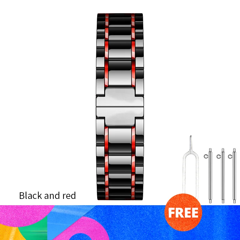 20 мм 22 мм керамический браслет для samsung gear S3 Frontier для samsung Galaxy watch 46 мм 42 мм gear Sport band S2 Classic Watch Link - Цвет: Black and red
