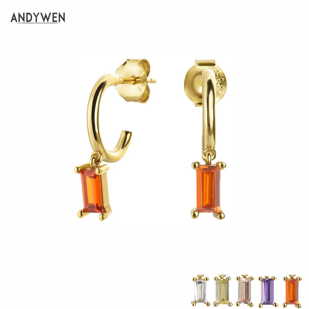 ANDYWEN серебро 925 пробы Красный Кристалл золото мини обручи пирсинг женские