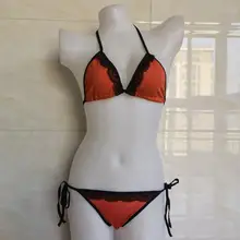 Beach Girl Red Bikini Sets Swimsuit Swimwear Women Sexy Bandage Lace Up Two Pieces Student Bathing Suits for Holiday Pool Party (3)