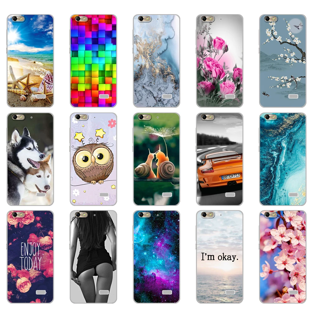 cover phone case for huawei honor 4C soft tpu silicon transparent back cover 360 full protective printing clear coque
