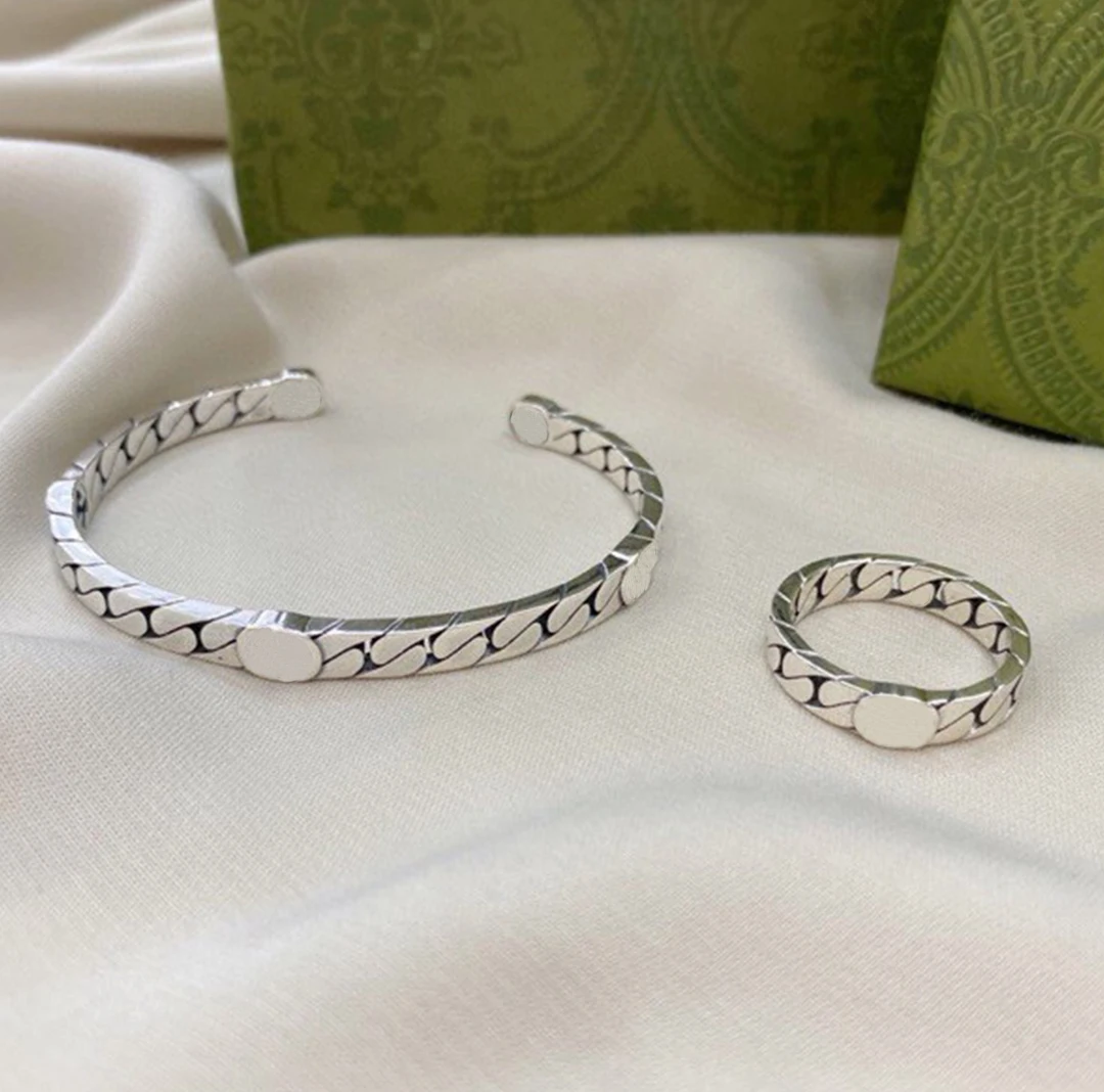 

Italia gujia retro Sterling Silver kitten claw bracelet ring set, female and male personality classic S925 sterling silver ring,
