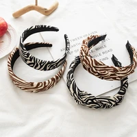 knotted head hoop handmade zebra pattern headband sponge padded hair hoop wide thick fashion hair accessories