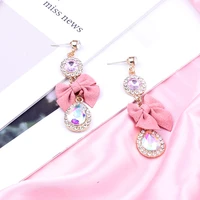 new water drop bowknot cloth crystal drop earrings for women exquisite girl jewelry party gift 2021 fashion statement