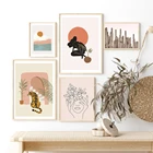 Скандинавская абстрактная Женская линия, холст, живопись, современная богемная розовая картина, настенное оформление, украшение для дома, гостиной