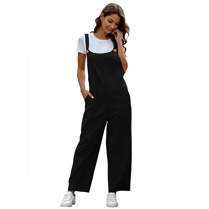 

Fashion Women Girls Loose Solid Jumpsuit Strap Dungarees Harem Trousers Ladies Overall Pants Casual Playsuits Plus Size