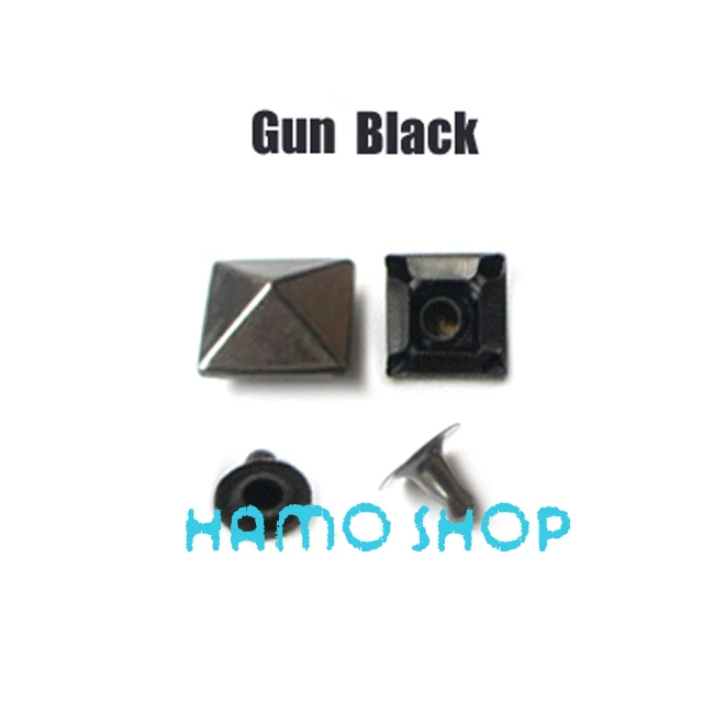 Pyramid Gunblack 100 шт, все размеры, Стильные Заклепки с шипами, пятна, голова гвоздика, панк-рок, сделай сам, кожа, ремесло, для одежды, сумки, обуви, части, украшения - Цвет: Pyramid Gunblack