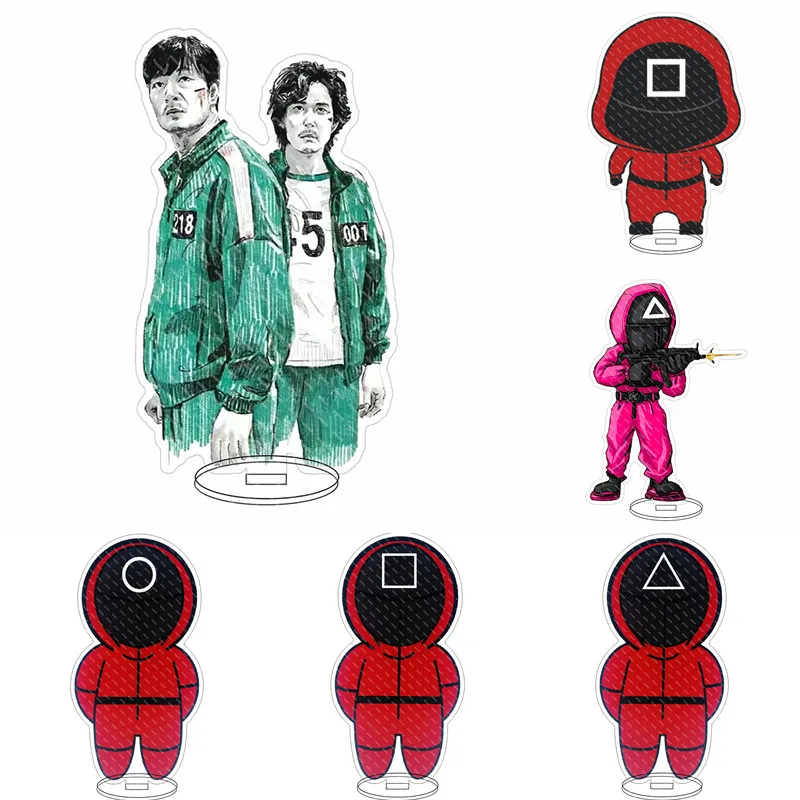 15 см круглая аниме-фигурка из игры 6 кальмаров акриловая подставка для ключей