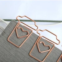 10pcspack rose gold paper clips metal bookmarker for books cute creative love heart envelope shape clips office accessories