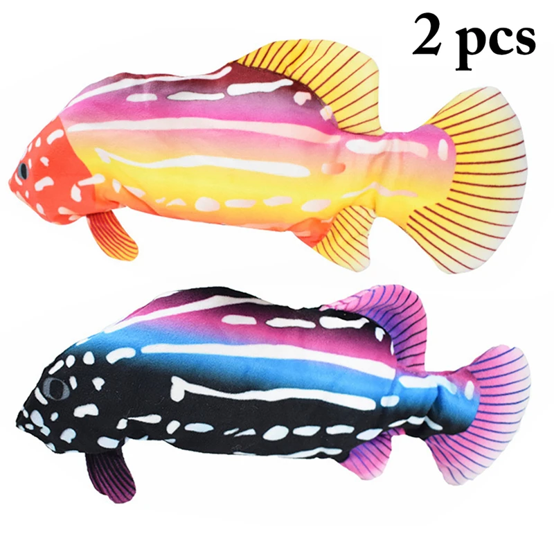 

2PC Cat Wagging Catnip Toy Floppy Toy Fish Simulation Colorful Pet Cat Moving Wiggling Toy Floppy Funny Fish Cats Toy