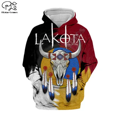 PLstar Cosmos черная туземная индийская толстовка с 3D черепом Lakota Мужская Женская модная толстовка с капюшоном пуловер с длинным рукавом Стиль-7 - Цвет: 1