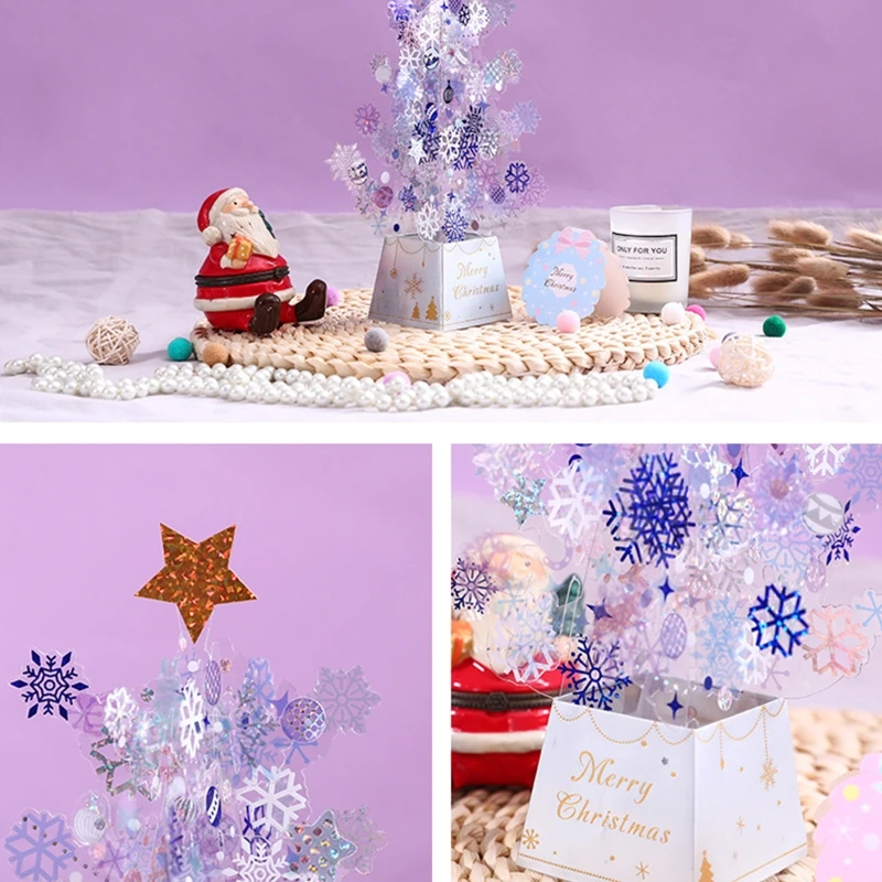 

3D Pop-up Christmas Tree Castle Greeting Cards Birthday Postcards Invitations
