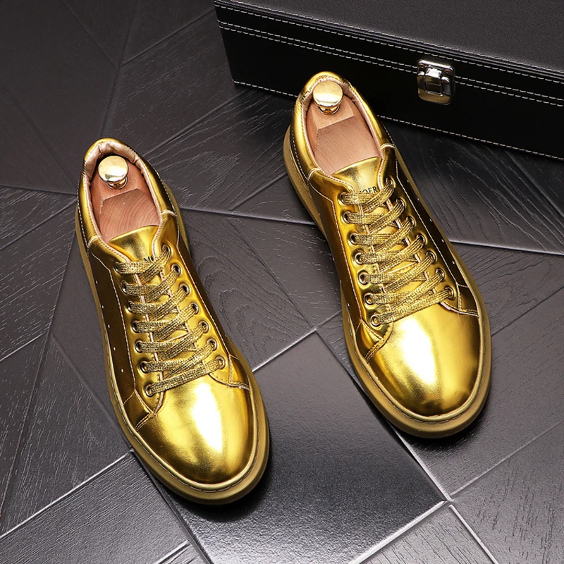 

Men Dress Business Wedding Brand Men Shoes Breathable Banquet Sequin Gold White Male Loafers Shoes Men Chaussure Homme