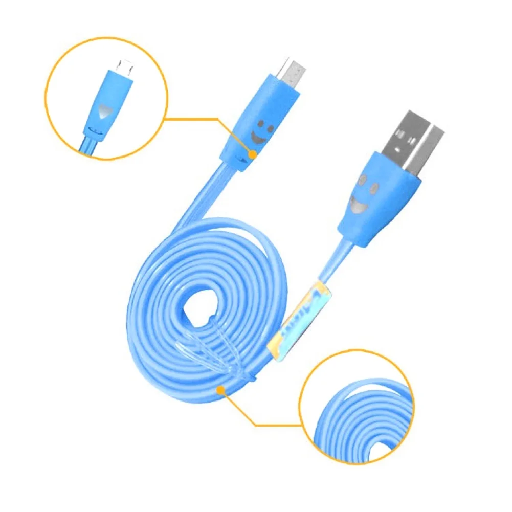 1 м светодиодный светящийся зарядный кабель Micro usb для мобильного телефона