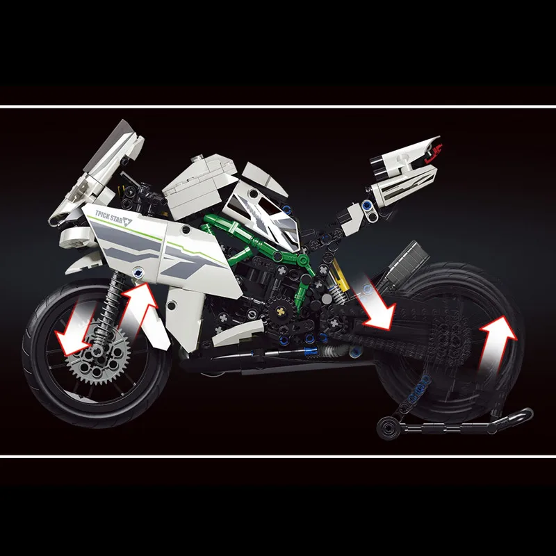 

800Pcs Mould King 50007 MOC H2R Motorcycle Motos Off Load Car Model Building Blocks Bricks Toys Creative Boys Car Birthday Gifts