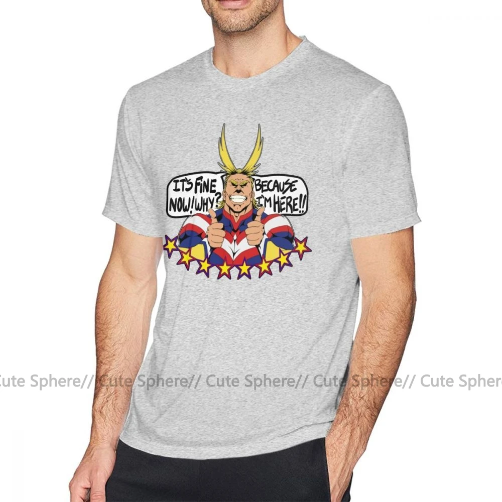 Футболка All Might, All Might Is Here, футболка с коротким рукавом для мужчин, футболка, забавная модная ХХХ хлопковая Футболка с принтом - Цвет: Gray