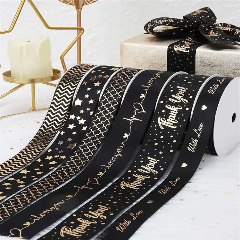 

16 мм-25 мм подарочная оберточная лента Черная бронзовая подарочная лента для выпечки торта ручной работы бант Diy декоративная лента