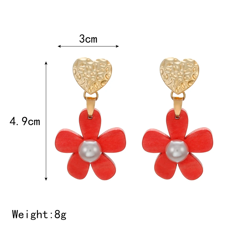 Женские модные серьги-подвески в виде деревянного цветка корейские милые с