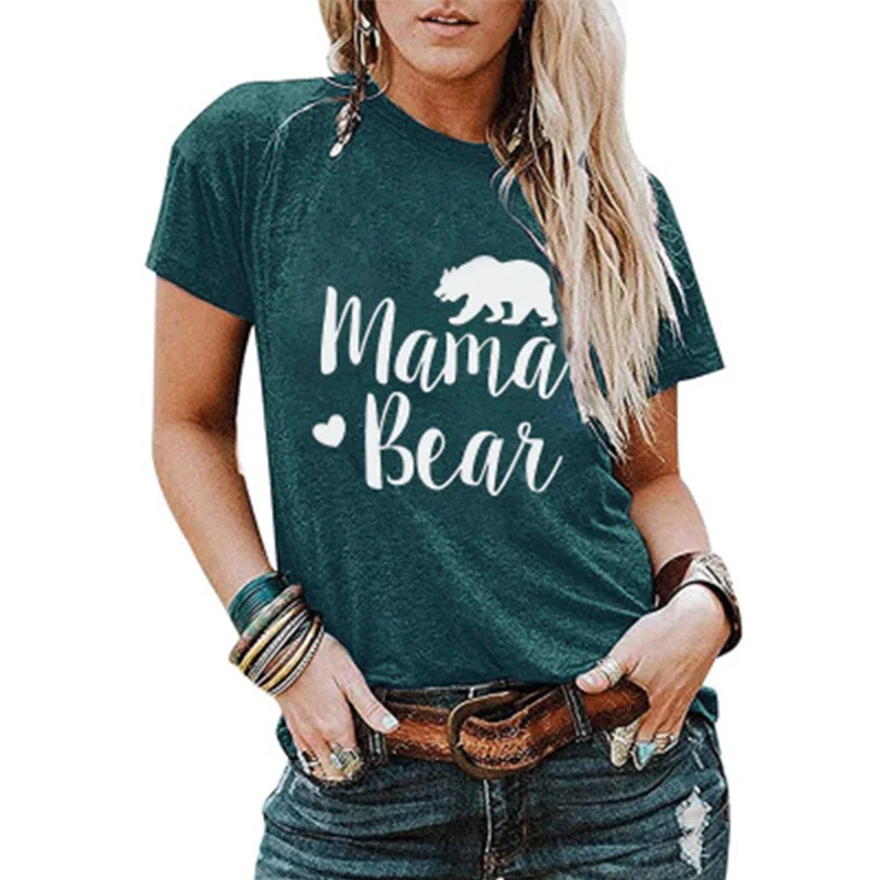 

2021 spring summer hot sale casual letter printing round neck short sleeve loose pullover bottoming shirt women's T-shirt