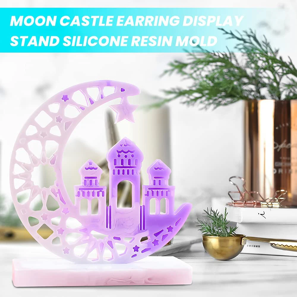 Силиконовая смола форма в виде месяца звезда замок с основанием для дисплея