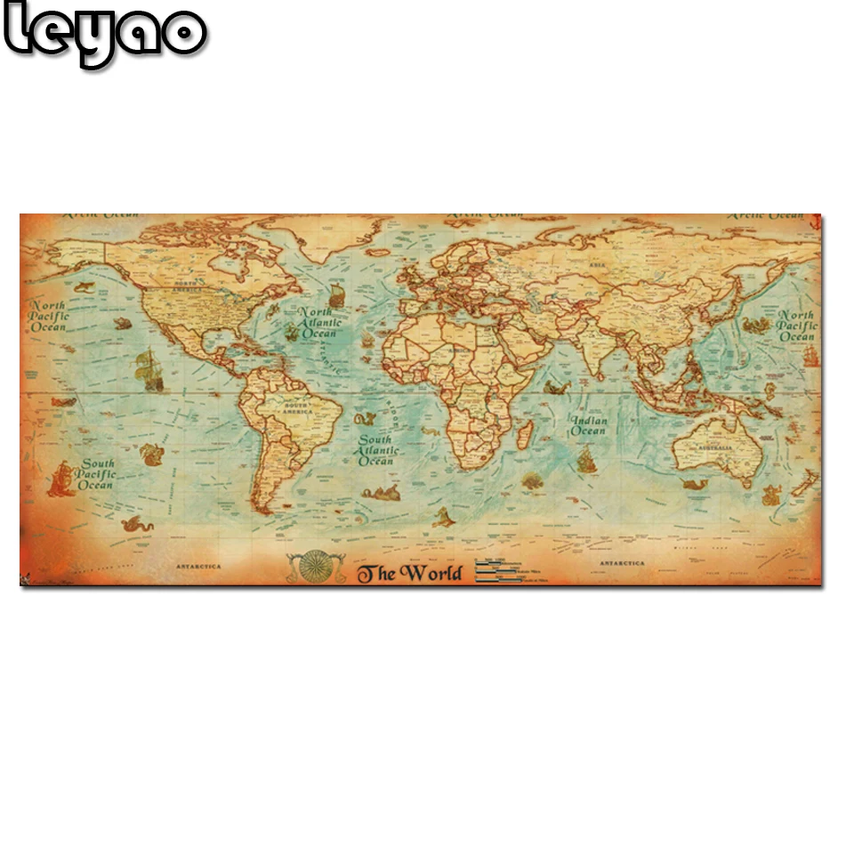 

large DIY Diamond Painting world map Diamond Embroidery crystal painting full resin drill Rhinestone Pictures Mosaic Gift