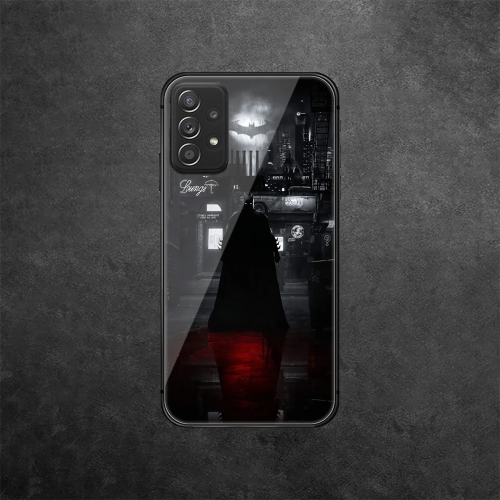 

Bat Hero Man Tempered Glass Phone Case Cover For Samsung Galaxy A 10 12 20 E 21 30 32 50 40 51 52 70 71 72 S Black Bumper Hot