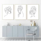 Абстрактный Женский постер для рисования линий, Художественная печать, черно-белая Картина на холсте, минималистичные картины, гостиная, домашний декор