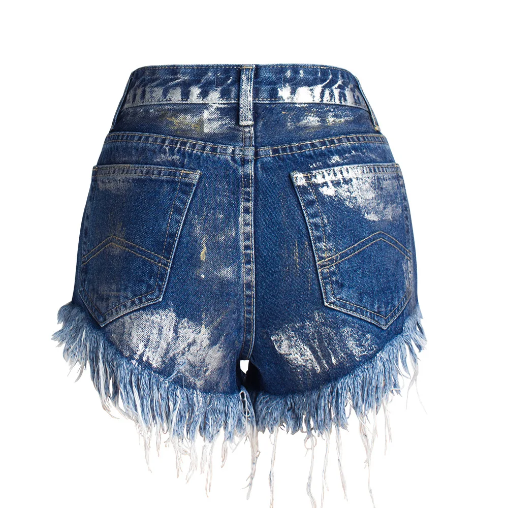

Amazon wish ladies in Europe and the United States women's wear hot pants ripped jeans loose paint denim shorts