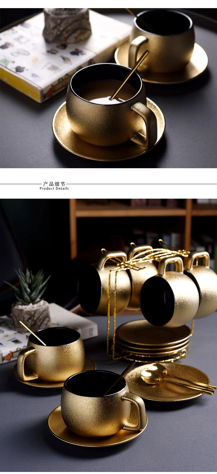 

Gold Luxury High Quality Afternoon Coffee Cup and Saucer Set Reuseable Coffee Cup Set Cappuccino Filizanki Do Kawy Mug BD50CS