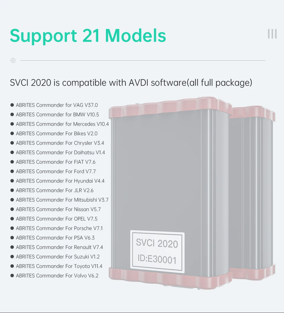 FVDI SVCI 2020 2019 ABRITES программист SVCI2020 функция VVDI2 V2015 V2014 2018 без ограничений