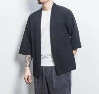 2019 cotton linen shirt jackets men chinese streetwear kimono shirt coat men linen cardigan jackets coat plus size 5xl