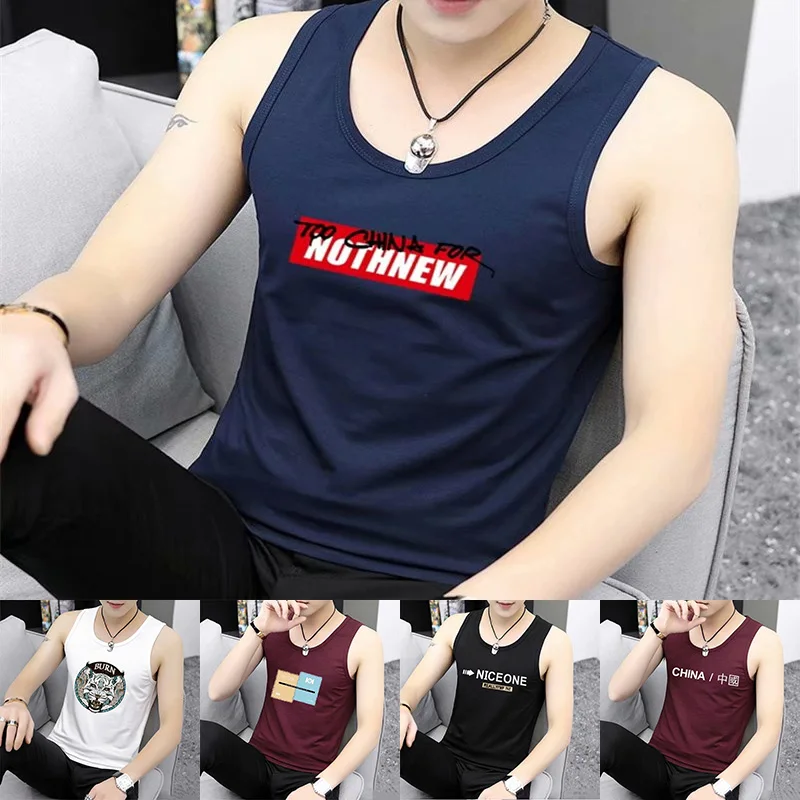 Майка мужская с принтом тенниска без рукавов повседневная майка для фитнеса и