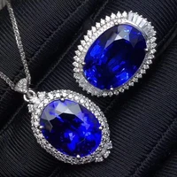 kjjeaxcmy fine jewelry 925 sterling silver inlaid natural sapphire female ring pendant set trendy supports test