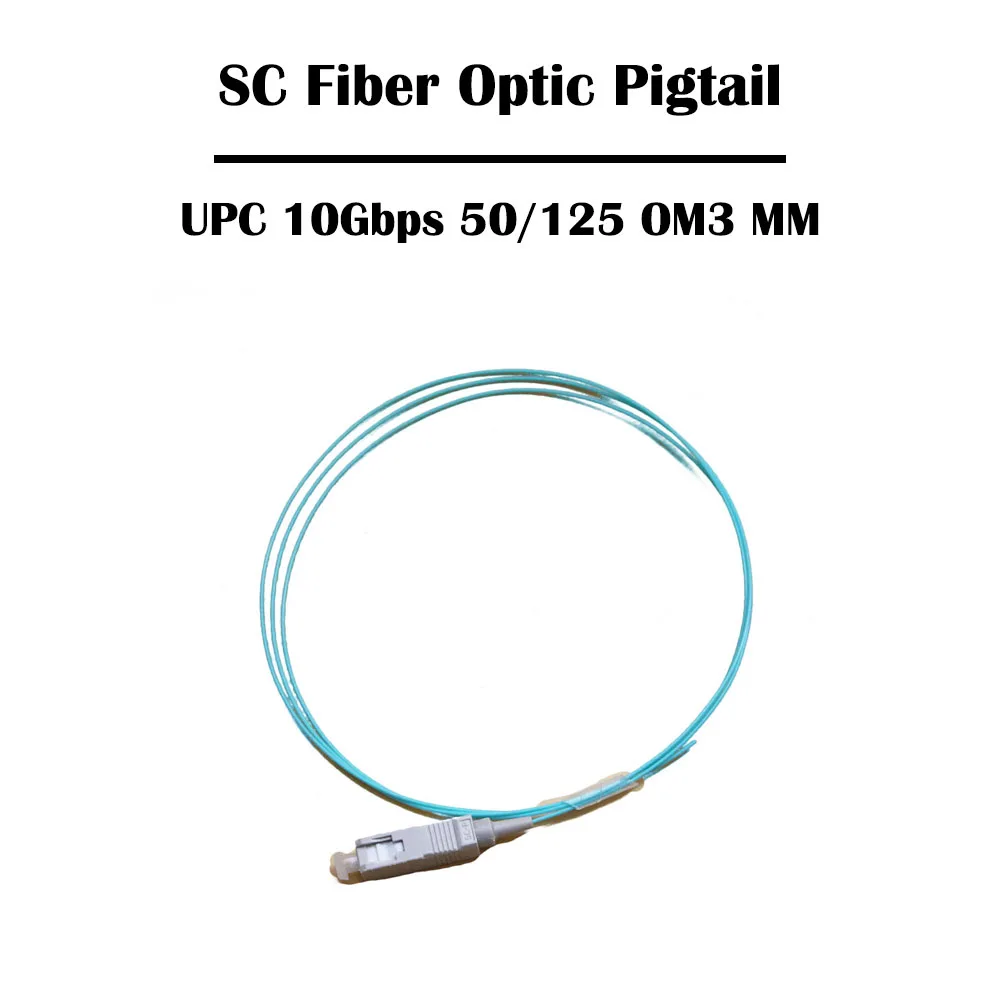 

50Pcs/lot 0.5/1/1.5/2 Meters SC/UPC MM Multimode OM3 0.9mm Tight Buffer Aqua LSZH Jacket Fiber Optic Pigtail For FTTH Project