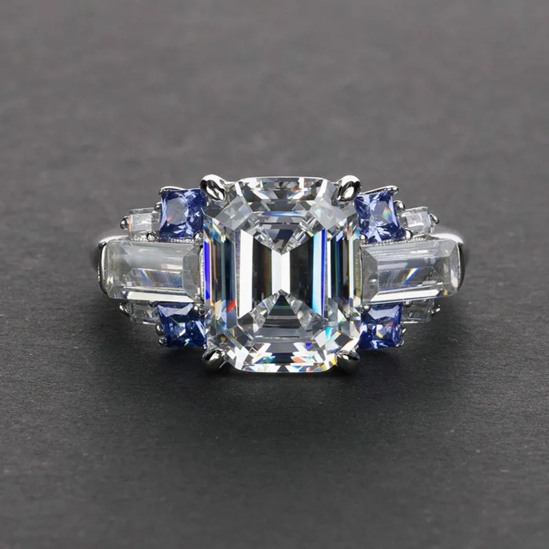 

Rectangular 8*10 6 Karat Ring S925 Sterling Silver Ring Retro Beautiful Luxury Wedding Jewelry