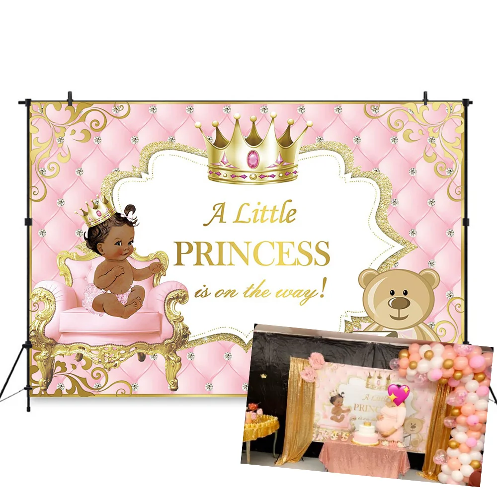 Вечеринка по случаю рождения ребенка фон розового и золотого Baby shower в этническом