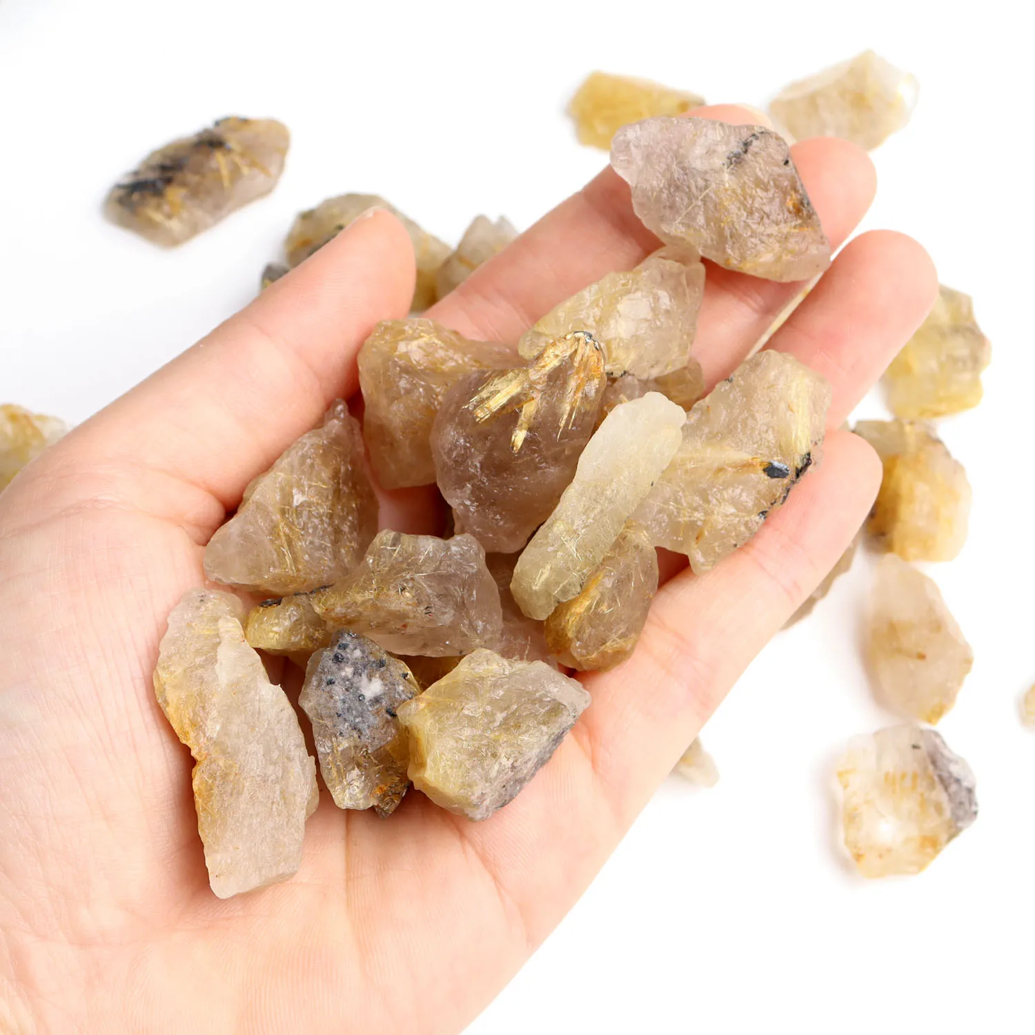 Натуральный рутилированный Кристалл 30 г золотой камень для волос минеральный