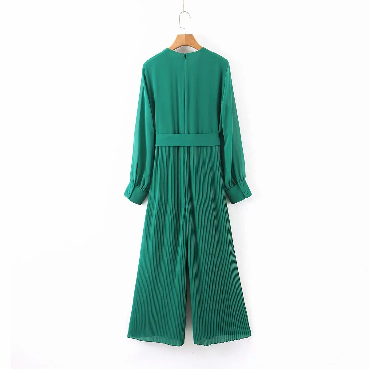 

2020 new Spring Summer European Green Pleated zaraing-style za women Jumpsuit playsuit sheining female jumpsuit Xdb2 101