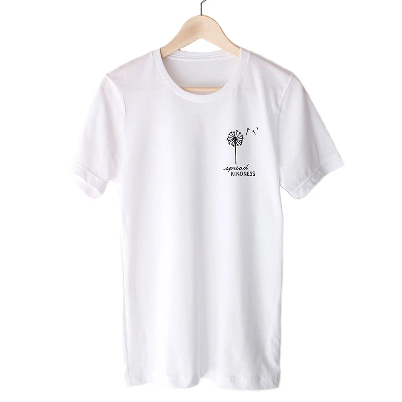 Женская футболка с принтом Одуванчик Повседневная хлопковая Футболка карманов |